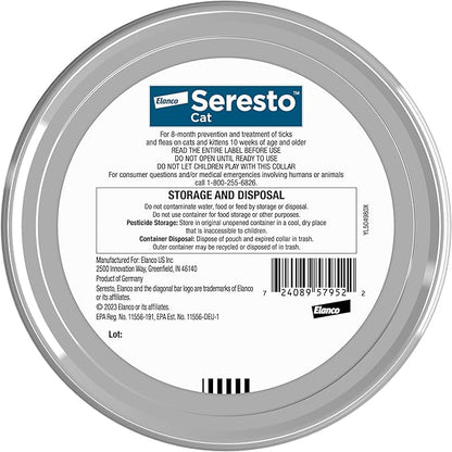 Seresto Cat Flea & Tick Collar – 8 Month Vet-Recommended Protection